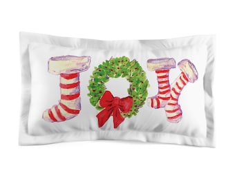 Funda de almohada JOY con corona navideña / Decoración navideña
