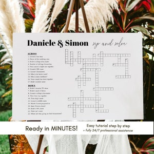 Modern Wedding Crossword Puzzle Game for Reception, Wedding Puzzle Ice Breaker Game, Printable Wedding Crossword, Bridal Crossword Puzzle