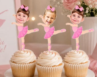 Decorazioni personalizzate per cupcake a tema ballerina, per feste di compleanno a tema balletto (file digitale)