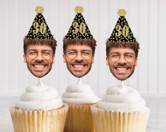 Benutzerdefinierte Foto Cupcake Toppers druckbare, Geburtstag Cupcake Toppers Dekorationen JEDES Alter, 30. Geburtstag Dekor, 40. Geburtstag Cupcake, DIY