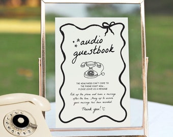 Audio Guestbook Sign, Wedding Audio Guestbook, Phone Message Guest Book, Pick Up The Phone, Leave A Message, Editable Wedding Template DIY