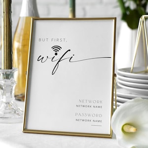 WiFi Password Sign Printable, Editable WiFi Sign Template, Wifi Password Sign, Airbnb Sign, Printable Wifi Sign, Guest Room Internet Sign