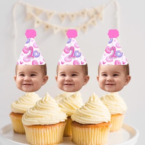 Two Sweet Cupcake Toppers, Donut Grow Up Birthday Party, Donut Cupcake Topper Printable Donut Party, Sweet One Cupcake Toppers, Girl 1st
