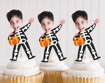 Skull Halloween Cupcake Topper, Skeleton Cupcake Topper, Boy Halloween Birthday Decor, Halloween Skull Cake Topper Printable, Face Topper