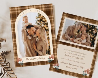 Christmas Photo Card Template, Holiday photo Card Template, Photo Christmas Card Vintage Greetings card Personalised Family Christmas Card