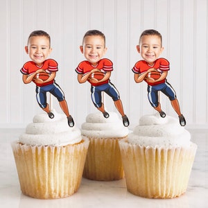 Super Bowl Birthday Cupcake Topper, Football Birthday Cupcake Topper, Sport Cake Toppers Printable, Men's Birthday Decorations DIY