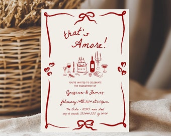 That's Amore Engagement Party Invitation, Italian Bridal Shower Invite, Whimsical Bridal Shower Invitation, Italian Engagement Party Invite