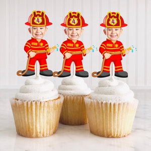 Fireman Retirement Cupcake Topper, Fireman Birthday Cupcake Topper Printable, Firema Birthday Decor, Face Cupcake Topper DIY