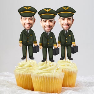 Airplane Pilot Cupcake Topper Printable, Airplane Pilot Party Decor, Funny Cupcake Toppers, Pilot Birthday Party Decorations DIY