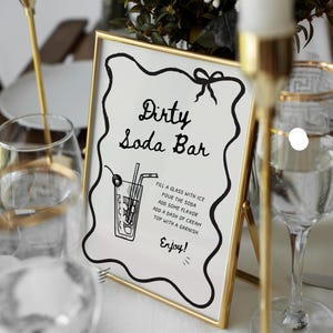 Dirty Soda Bar Sign, Summer BBQ Signature Drink Bar Menu, Non Alcoholic Pop Bar Grad Baby Bridal Shower Decor Template Dirty Shirley Bar
