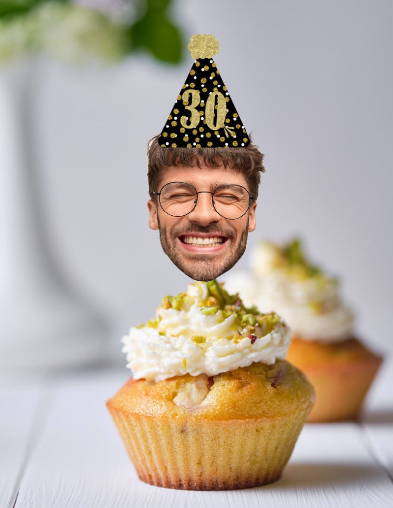 Custom Photo Cupcake Toppers Printable, Birthday Cupcake Toppers