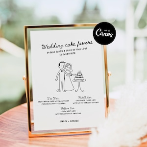 Handgezeichnetes Kuchen Flavours Schild, Minimalistisches Desserts Schild, druckbares Dessert Bar Schild, Hochzeitstorte Flavors Schild Canva Signage Empfang