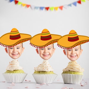 Fiesta Birthday Cupcake Toppers, Mexican Fiesta Cupcake Topper, Fiesta Cake Topper, Sombrero Cupcake Topper Printable DIY