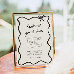 Carte postale en signe de livre d'or, livre d'or alternatif pour mariage, livre d'or unique pour mariage, livre d'or modifiable pour mariage modèle DIY