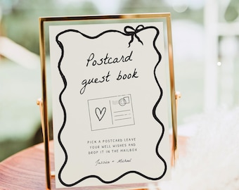 Carte postale en signe de livre d'or, livre d'or alternatif pour mariage, livre d'or unique pour mariage, livre d'or modifiable pour mariage modèle DIY