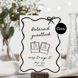 Polaroid-Gästebuch Schild Vorlage, druckbares Foto-Gästebuch Schild, Spaß einzigartiges Gästebuch, handgeschriebene Hochzeit Schilder, kreative Gästebuch Schilder