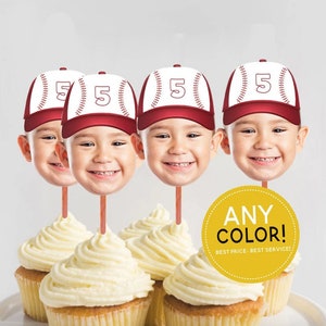 Baseball Cupcake Toppers, Cupcake Toppers with Photo, Sports Theme Party, Baseball Party Decorations, Baseball Decorations, Printable