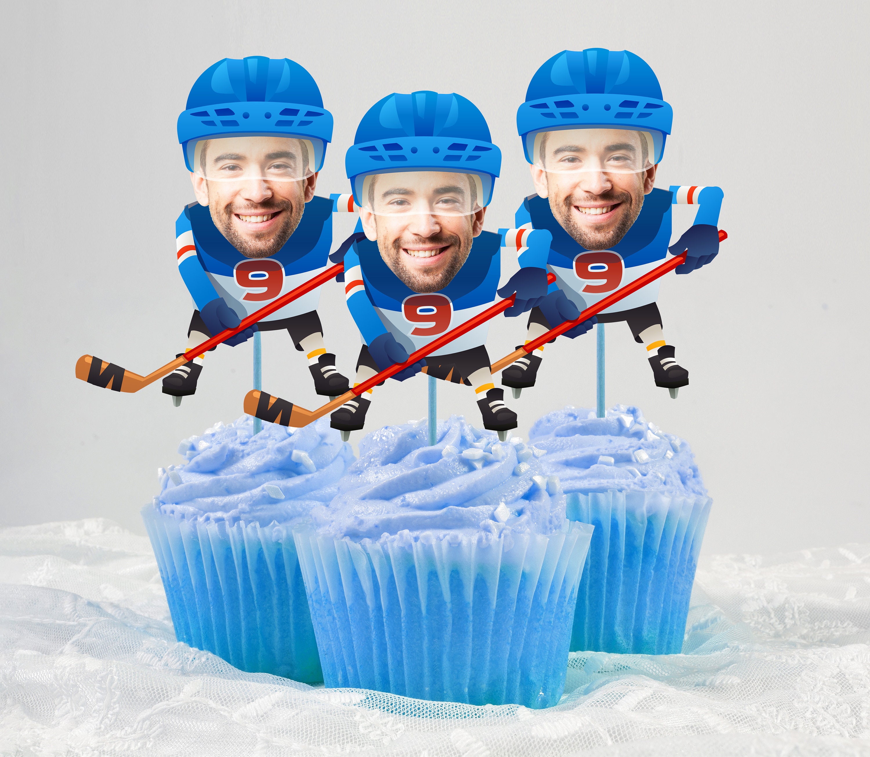 Hockey Birthday Cupcake Topper, Sport Cupcake Topper, Men's Birthday