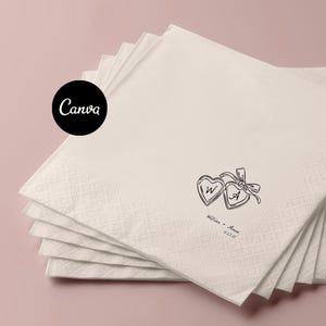 Handwritten Wedding Napkin Template, Personalized Wedding Napkins, Cocktail Hour Drink Napkins Custom Printable Editable Hand Drawn Party