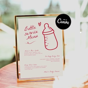 Mocktail Bar Schild, Babyparty Bar Menü Vorlage, Babyparty Getränke Schild, Handgezeichnete Babyparty Beschilderung Handgeschriebenes Flaschen Service Menü