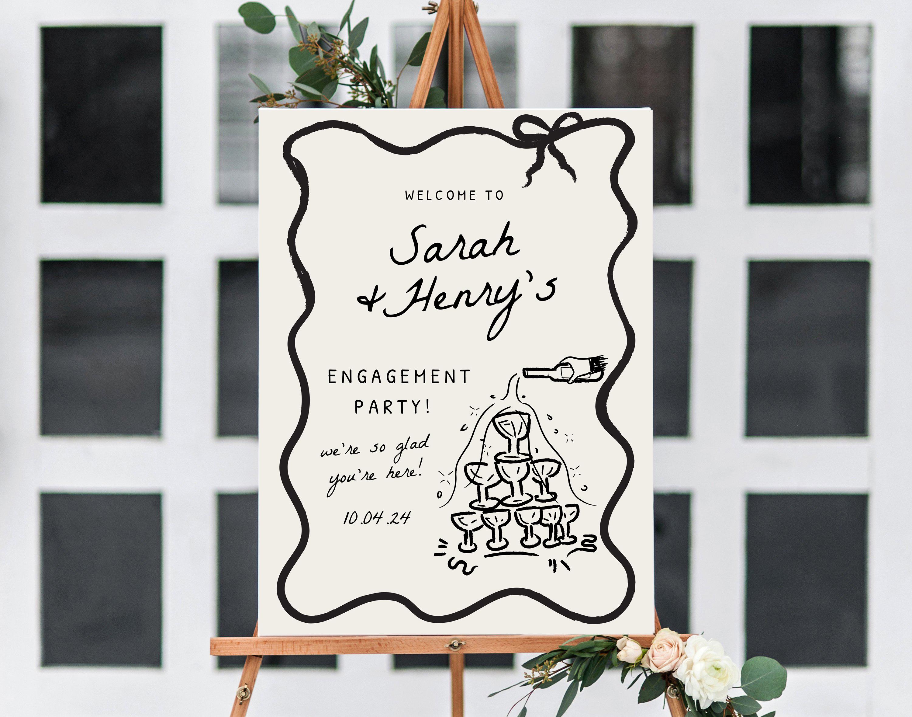 Coversations Welcomesign Whimsical Engagement Welcome Sign, Hand Drawn Welcome Sign Template ...