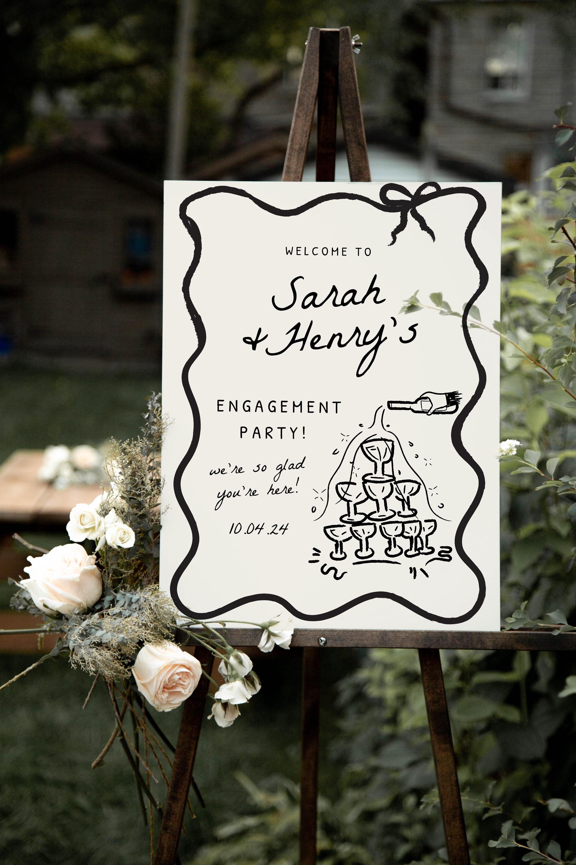 Coversations Welcomesign Whimsical Engagement Welcome Sign, Hand Drawn Welcome Sign Template ...
