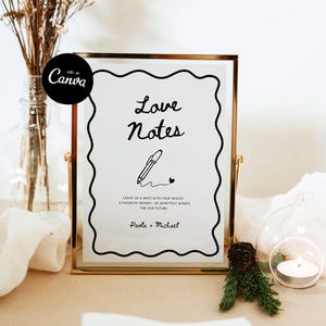 Love Notes Wedding Sign, Words Of Love Sign, Share a Memory Guestbook Wedding, Guestbook Sign Template, Bow Wedding Signs Editable Canva