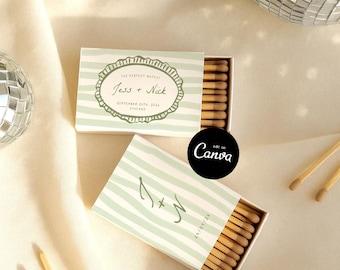 Editable Wedding Matchbox Template, The Perfect Match Favor, Custom Match Box Label, Green Striped Wedding, matchbox wedding just married 46