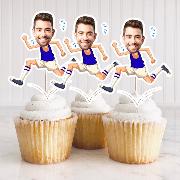 Runner Marathon Cupcake Topper, Running Cupcake Topper, Marathon Cupcake Topper, Sports Birthday Theme, Face Cupcake Topper Printable DIY
