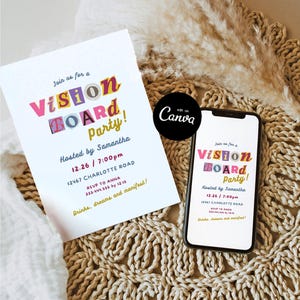 Vision Board Party Invitation, Manifesting Party Invite, Holiday Girls ...