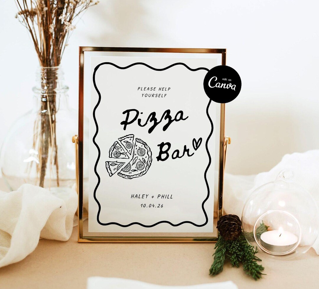 That's Amore Pizza Table Sign Template, Pizza Bar Engagement Sign