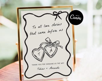 To All The Love Stories That Came Before Us Sign, Generations of Love Sign, Wedding Memorial Table Decor, Thank You For Showing Us The Way