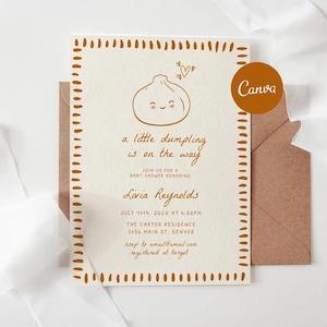 Dumpling Baby Shower Invitation, Bao Baby Shower Invite, Dumpling Invites,  Bao Dim Sum Theme, Cute Dumpling Party, Little Dumpling Theme
