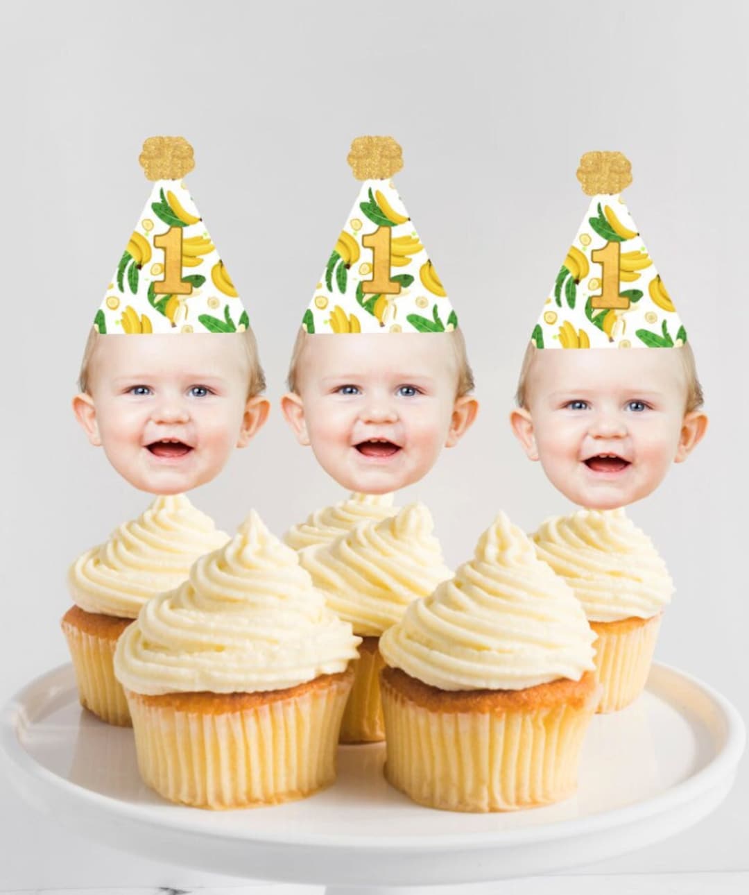 Banana Cupcake Topper Printable, Birthday Fruits Cupcake Toppers ...