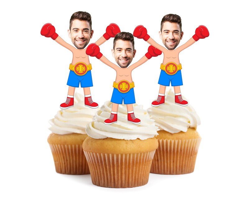 Funny Face Boxer Birthday Cupcake Toppers, BOXER Cupcake Topper ...
