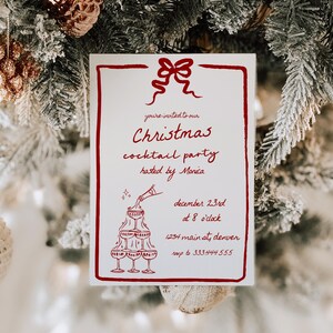 Christmas Cocktail Party, Holiday Cocktail Party, Doodled Holiday Invitation, Christmas Dinner Party Invite, Scribble Invitation, Xmas