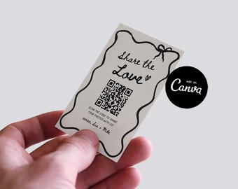 Capture the Love Wedding QR Code Card, Hand Drawn Wedding Photo card, QR code wedding card, Instant Download, Editable Printable Download