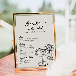 Editable Hand Drawn Bar Meu, Cocktail Menu Template, Handwritten Bar ...