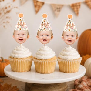Pink Pumpkin Cupcake Topper, Little Pumpkin Cupcake Topper, Girl 1st Birthday Autumn Decor, Watercolor Pumpkin Toppers, Autumn Fall Toppers