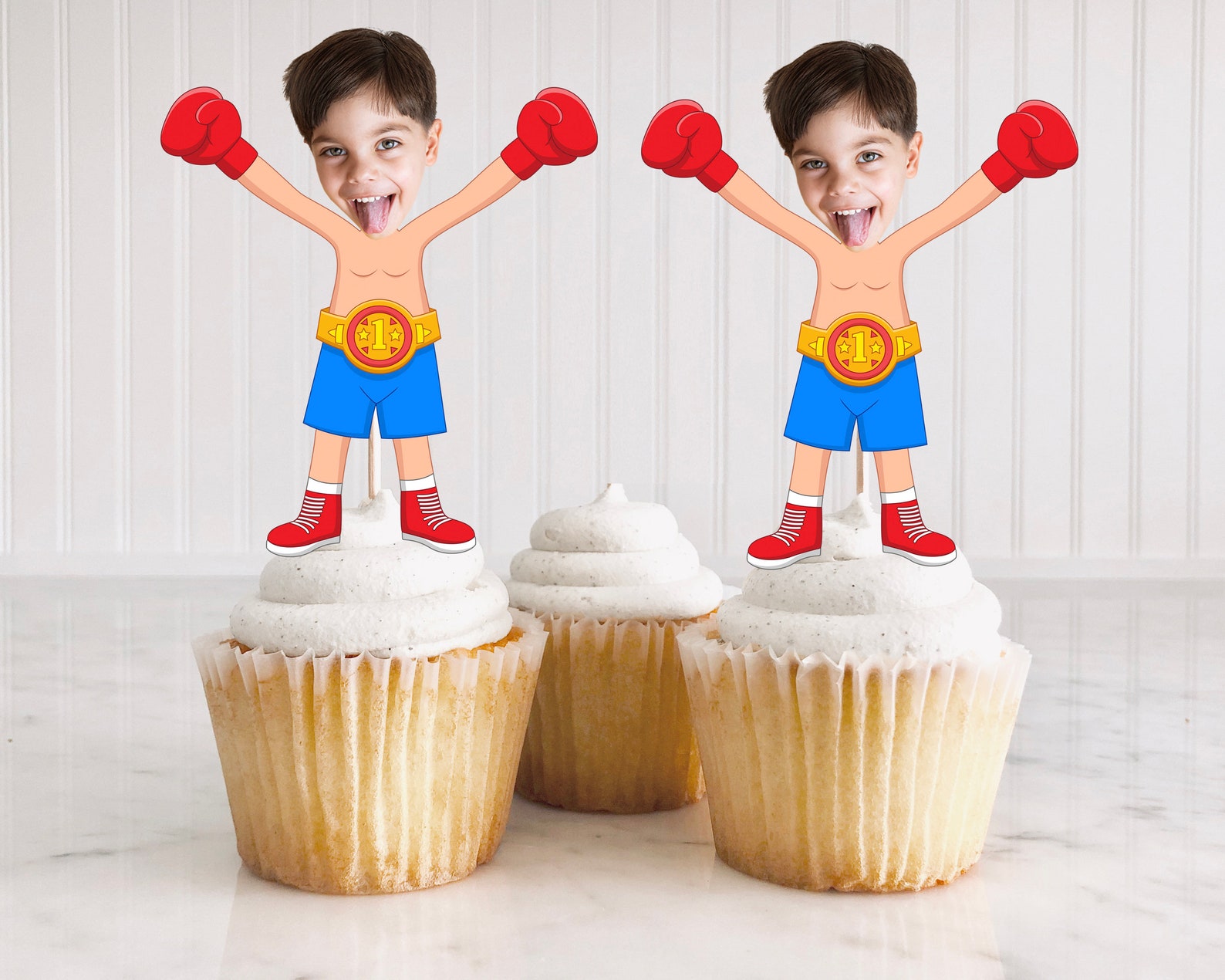 Funny Face Boxer Birthday Cupcake Toppers, BOXER Cupcake Topper ...