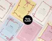 Coquette Calendar 2026 PDF, Calendar 2026 Trending, Digital 2026 Monthly Calendar, Colorful Calendar 2026 Printable, Hand drawn Calendar 26