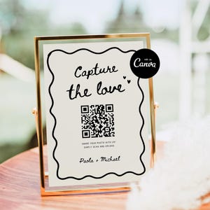 Hand Drawn Capture the Love Sign, Capture the Love Sign Wedding QR Code Sign, Share the Love Sign, Wedding Photo Sign, Signs for Wedding DIY