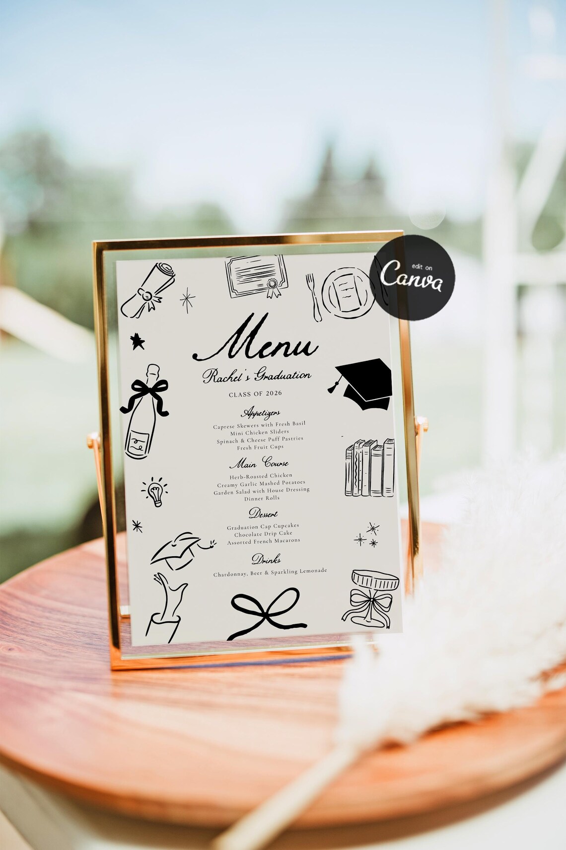 Graduation Menu Template Canva, Editable Graduation Party Menu Drinks ...