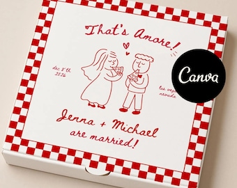 Wedding Pizza Box Template, Editable Pizza Box Label, Engagement Party Favors, That’s Amore Wedding, Italian Bridal Bachelorette Pizza Canva