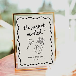 Wedding Match Box Favor Sign, Perfect Match Favor Sign, Unique Match Box Favor Sign, Handwritten Wedding Signs, Bridal Favor Sign Matches
