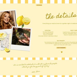 A Drop Older Birthday Invitation, Lemon Birthday Website Invitation Editable Canva, Italian Birthday Invite Any Age Positano 30th 21st 40th image 9