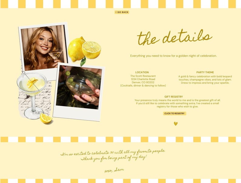 A Drop Older Birthday Invitation, Lemon Birthday Website Invitation Editable Canva, Italian Birthday Invite Any Age Positano 30th 21st 40th image 9