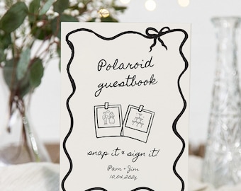 Polaroid Guestbook Sign Template, Printable Photo Guestbook Sign, Fun Unique Guest Book, Handwritten Wedding Signs, Creative Guestbook Signs