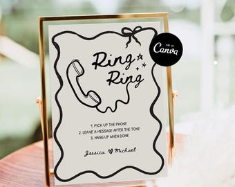 Audio Guestbook Sign Template, Wedding Guestbook Sign Template, Voicemail Wedding Guestbook, Wedding Phone Sign, Illustrated Signs Party