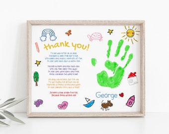 Poema infantil para niñera (imprimible), regalo con huella de mano para maestra, poema infantil para niñera, plantilla para guardería, poema infantil para niñera (DIY)